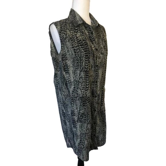 DIESEL Sleeve Shirt Button Down Shirt Dress Gray Black Reptile Print Sze Medium? - Picture 3 of 7